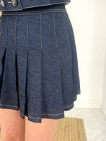 Load image into Gallery viewer, Denim Pleated Mini Skirt
