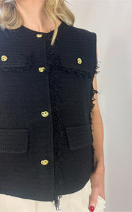 Woven Frayed Waistcoat