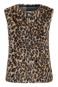 Ichi Animal Print Zipped Gilet