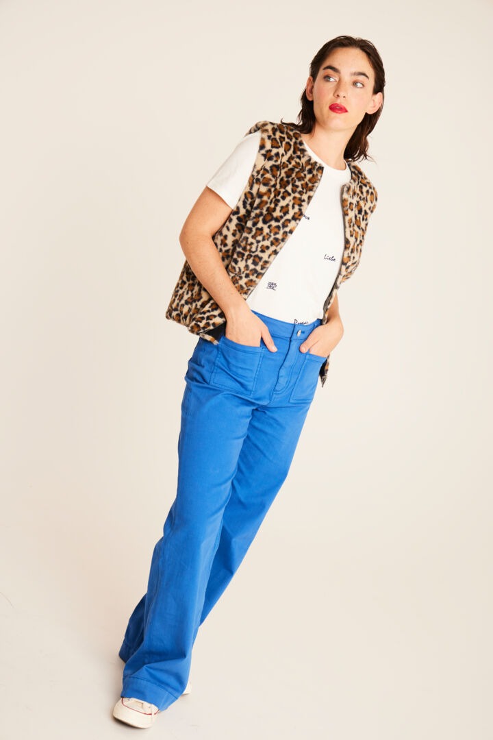 Ichi Animal Print Zipped Gilet