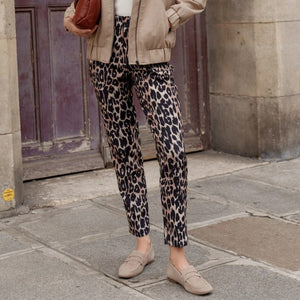 Slim Elasticated Leopard Trousers