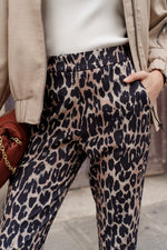 Load image into Gallery viewer, Slim Elasticated Leopard Trousers
