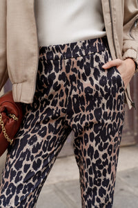 Slim Elasticated Leopard Trousers