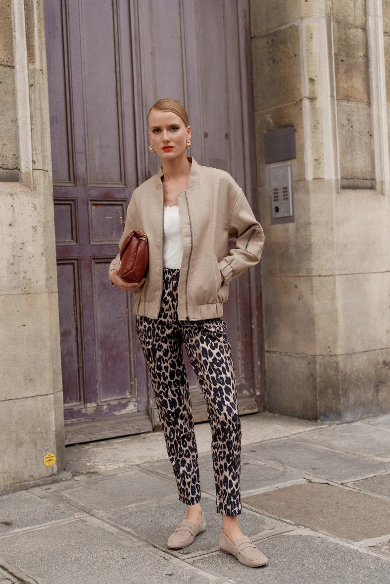 Slim Elasticated Leopard Trousers