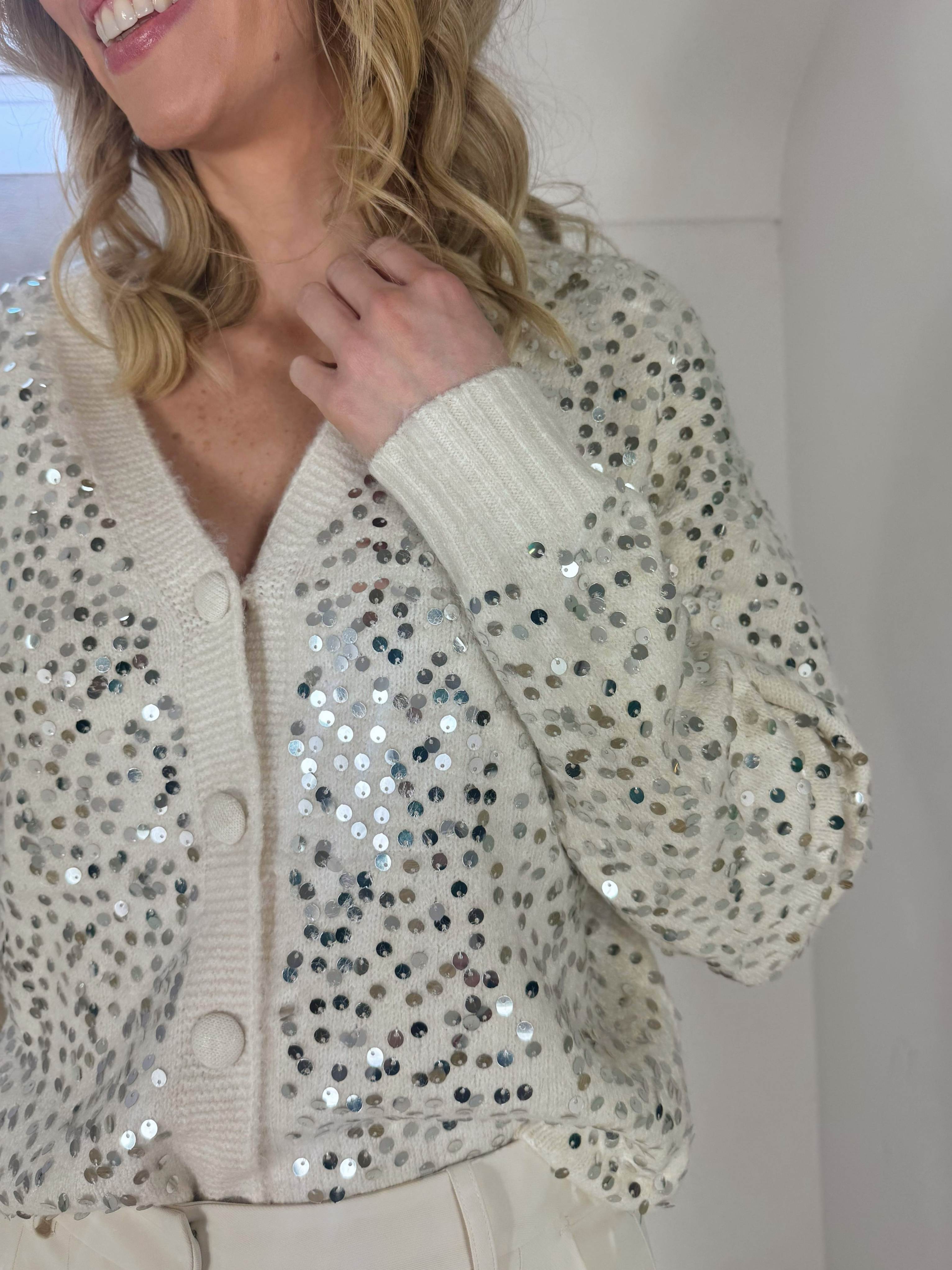 Sequin V-Neck Cardigan