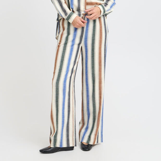 Pulz Striped Drawstring Trousers