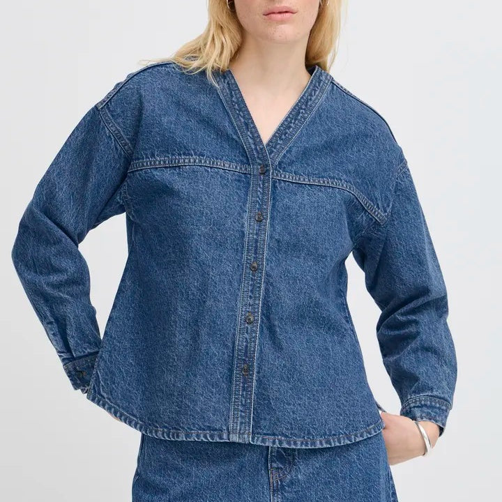 Ichi V-neck Denim Shirt