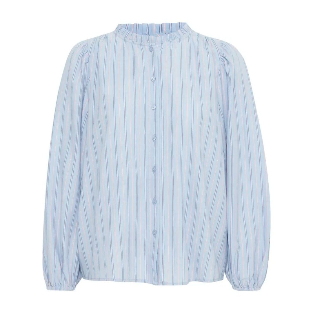 Ichi Striped Ruffled Collar Shirt