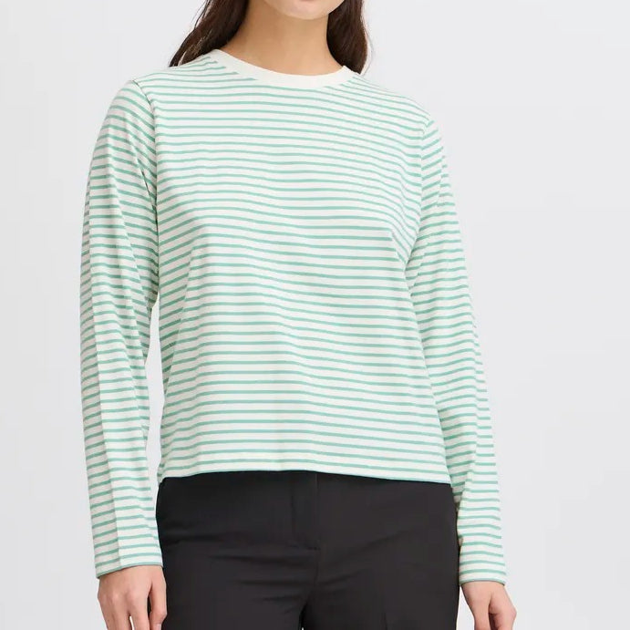 Ichi Cotton Long Sleeve Striped T-shirt