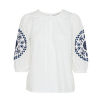 Load image into Gallery viewer, Ichi Embroidered Short Sleeve Blouse
