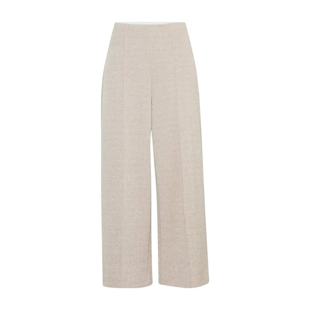 Ichi Jacquard Cropped Wide Leg Trousers