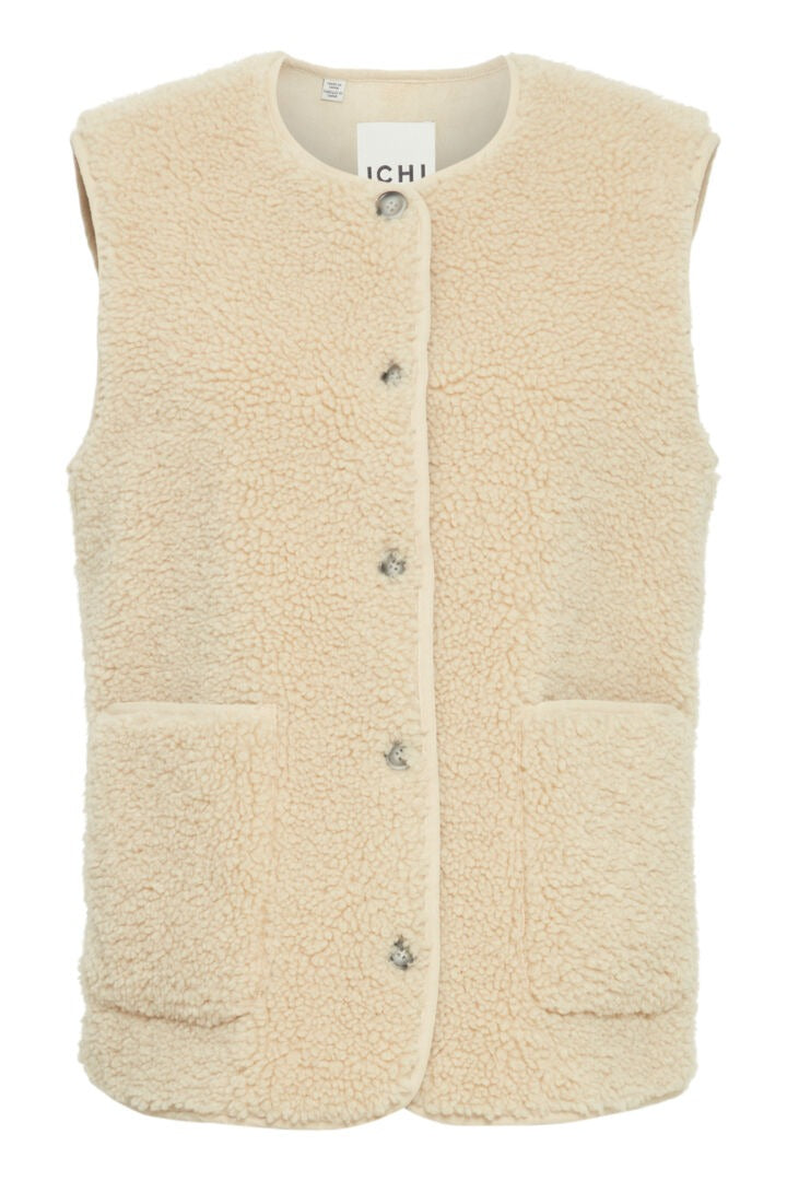 Ichi Teddy Waistcoat With Patched Pockets