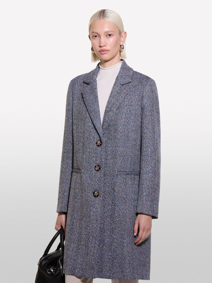 Sisley Wool Blend Chevron Coat