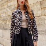 Load image into Gallery viewer, Cropped Leopard Print Bomber Jacket
