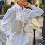 Load image into Gallery viewer, Silver Sequin Waistcoat
