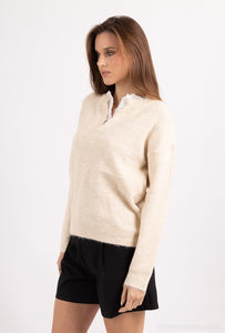 Lace Trim Collar Knit