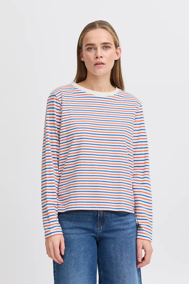 Ichi Cotton Long Sleeve Striped T-shirt