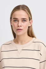 Load image into Gallery viewer, Ichi Boxy Striped Long Sleeve Top
