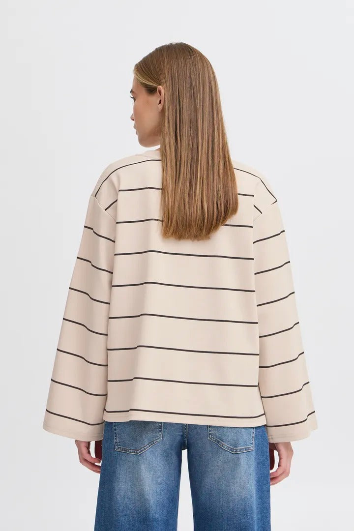 Ichi Boxy Striped Long Sleeve Top