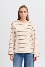 Load image into Gallery viewer, Ichi Boxy Striped Long Sleeve Top
