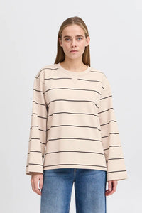 Ichi Boxy Striped Long Sleeve Top