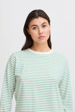 Load image into Gallery viewer, Ichi Cotton Long Sleeve Striped T-shirt
