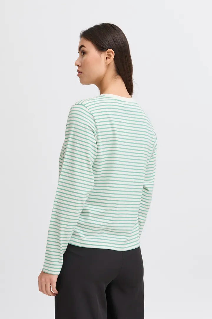 Ichi Cotton Long Sleeve Striped T-shirt