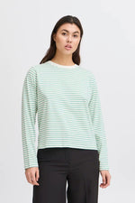 Load image into Gallery viewer, Ichi Cotton Long Sleeve Striped T-shirt
