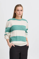 Load image into Gallery viewer, Ichi Striped Knitted Jumper
