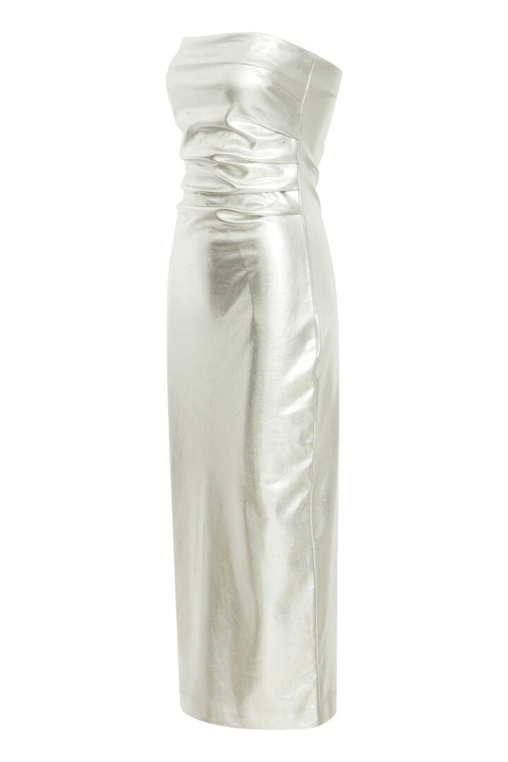 Ichi Bandeau Metallic Midi Dress