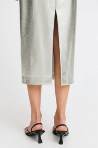 Ichi Bandeau Metallic Midi Dress