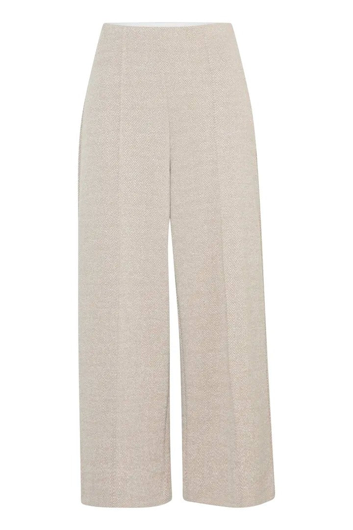 Ichi Jacquard Cropped Wide Leg Trousers