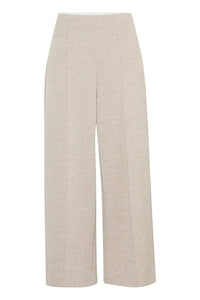 Ichi Jacquard Cropped Wide Leg Trousers