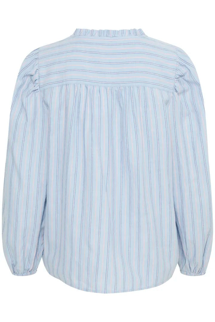 Ichi Striped Ruffled Collar Shirt