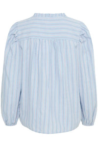 Ichi Striped Ruffled Collar Shirt