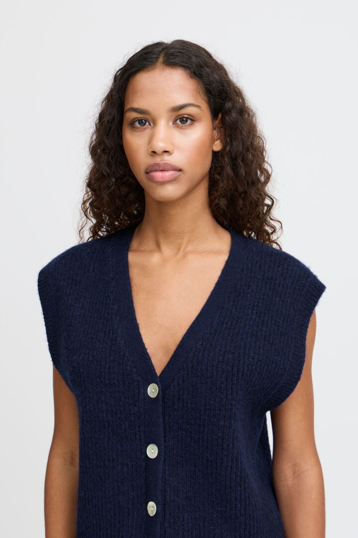 Ichi Buttoned Knitted Vest