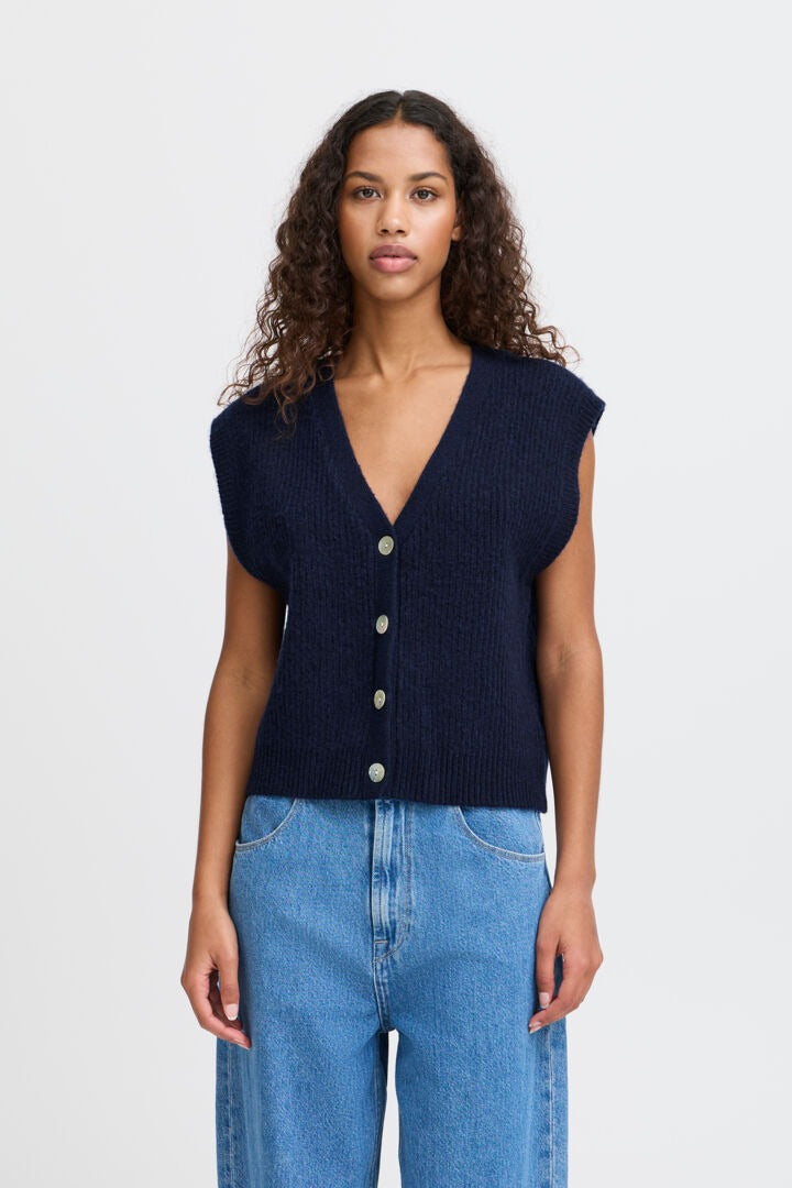 Ichi Buttoned Knitted Vest