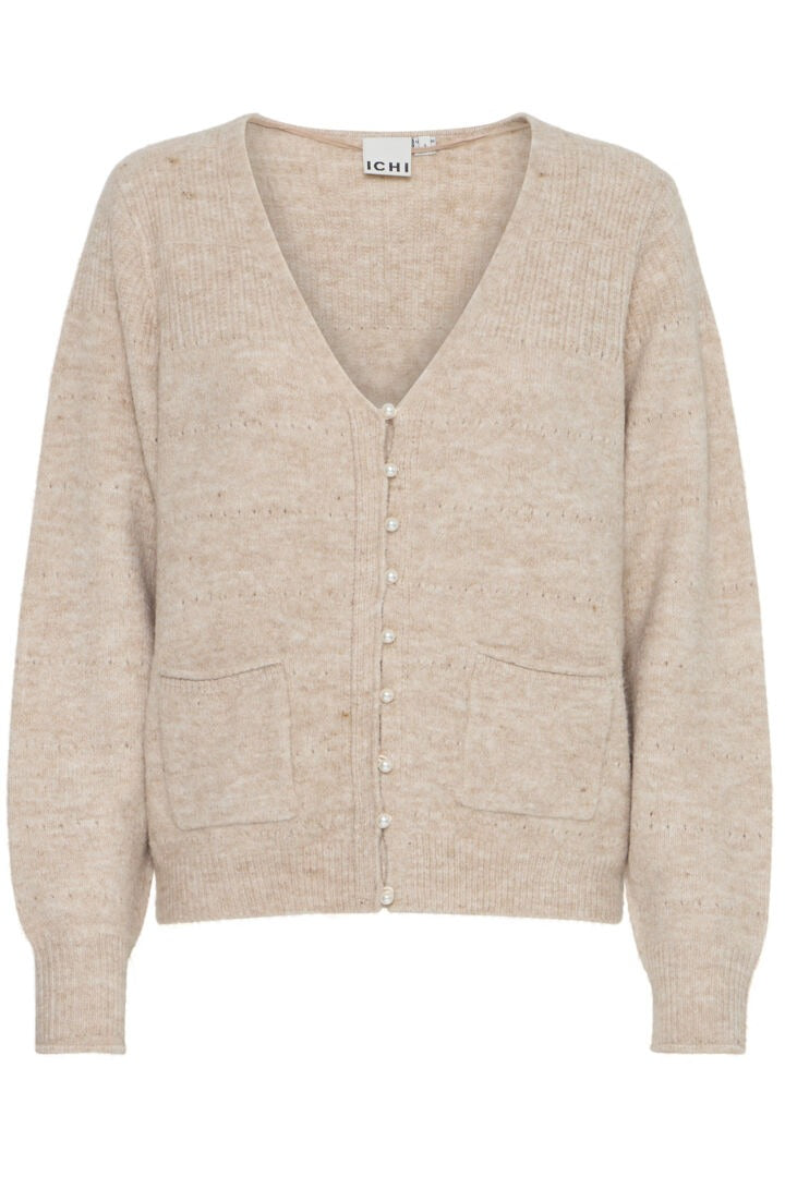 Ichi Pearl Buttoned V Cardigan