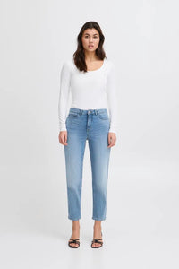 Ichi Raven Straight Leg Cropped Jean