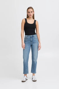 Ichi Raven Straight Leg Cropped Jean