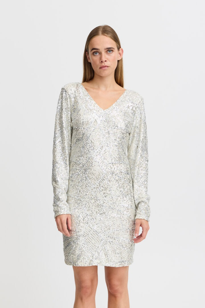 Ichi Sequin Long Sleeve Dress