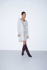 Load image into Gallery viewer, Ichi Sequin Long Sleeve Dress
