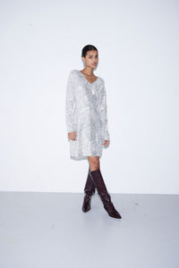 Ichi Sequin Long Sleeve Dress