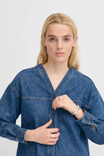 Load image into Gallery viewer, Ichi V-neck Denim Shirt
