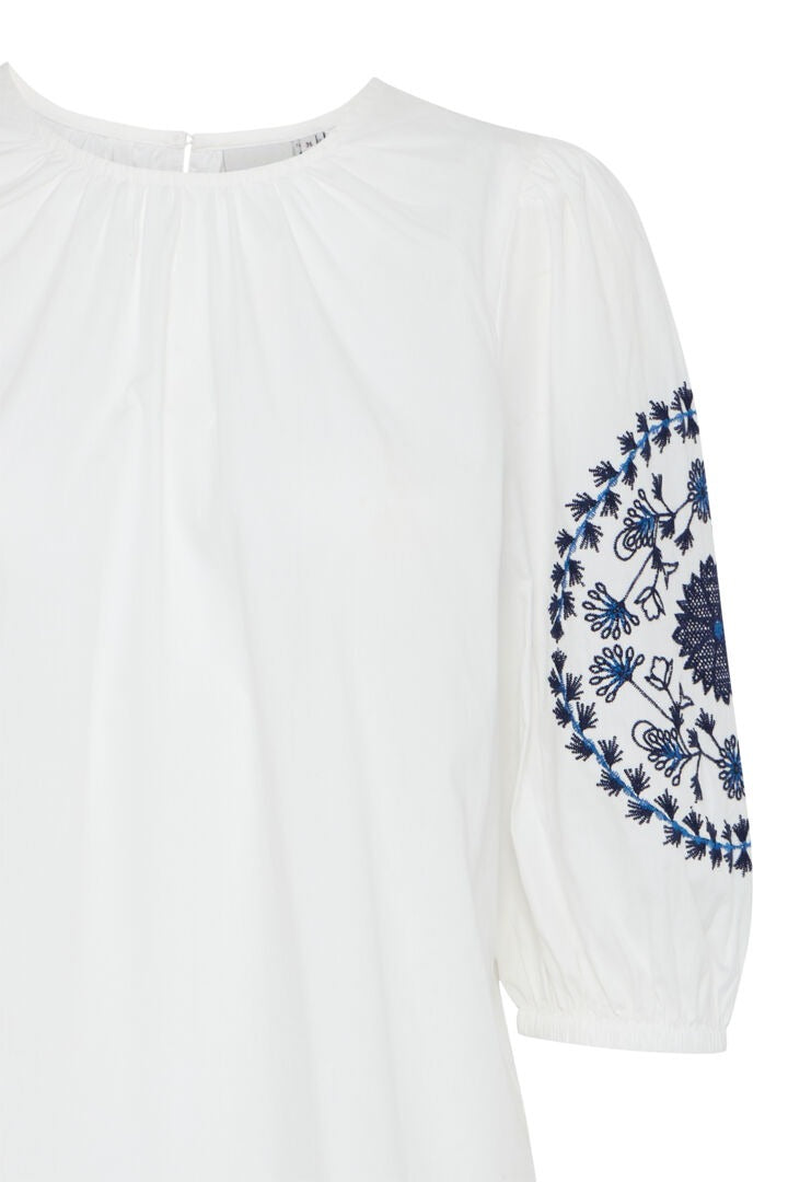 Ichi Embroidered Short Sleeve Blouse