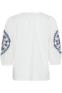 Ichi Embroidered Short Sleeve Blouse