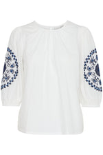 Load image into Gallery viewer, Ichi Embroidered Short Sleeve Blouse
