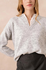 Load image into Gallery viewer, Lace Trim Collar Knit
