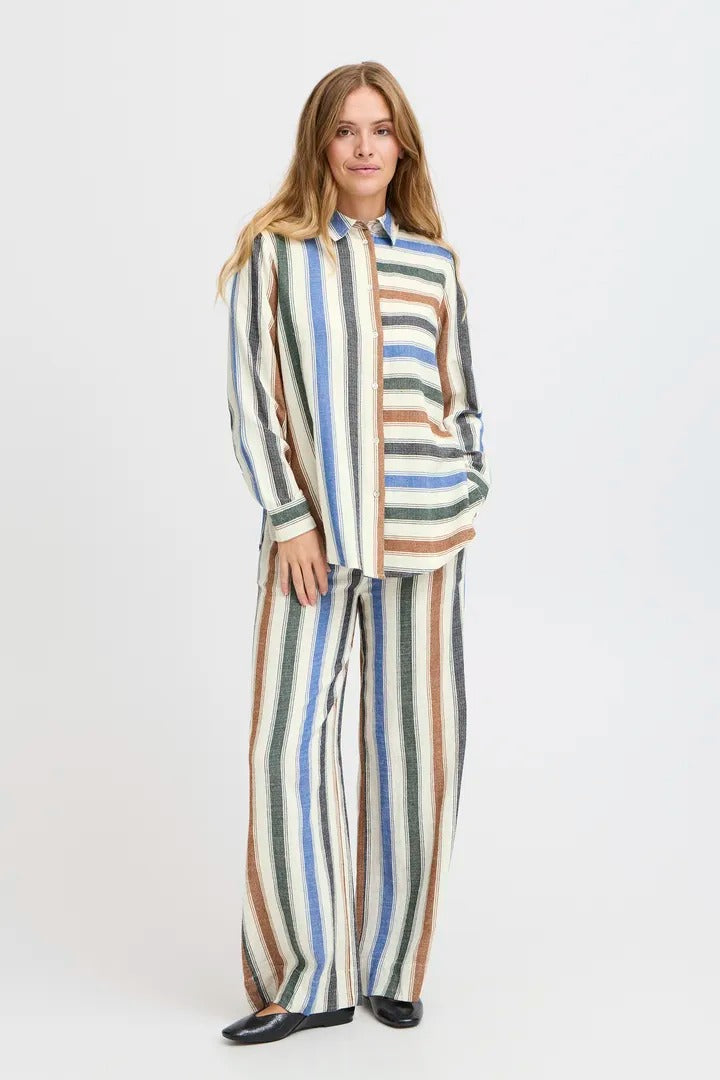 Pulz Striped Drawstring Trousers