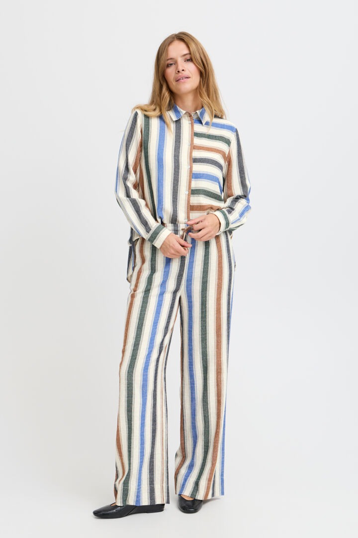 Pulz Striped Drawstring Trousers